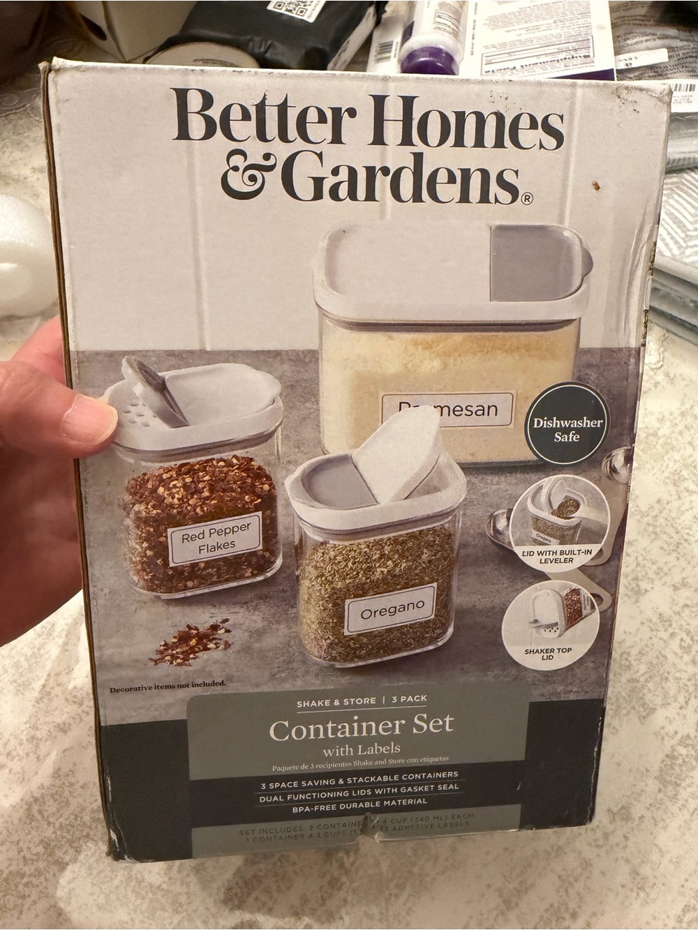 Better Homes & Gardens Pack of 3 Shake & Store Canister Set with Labels